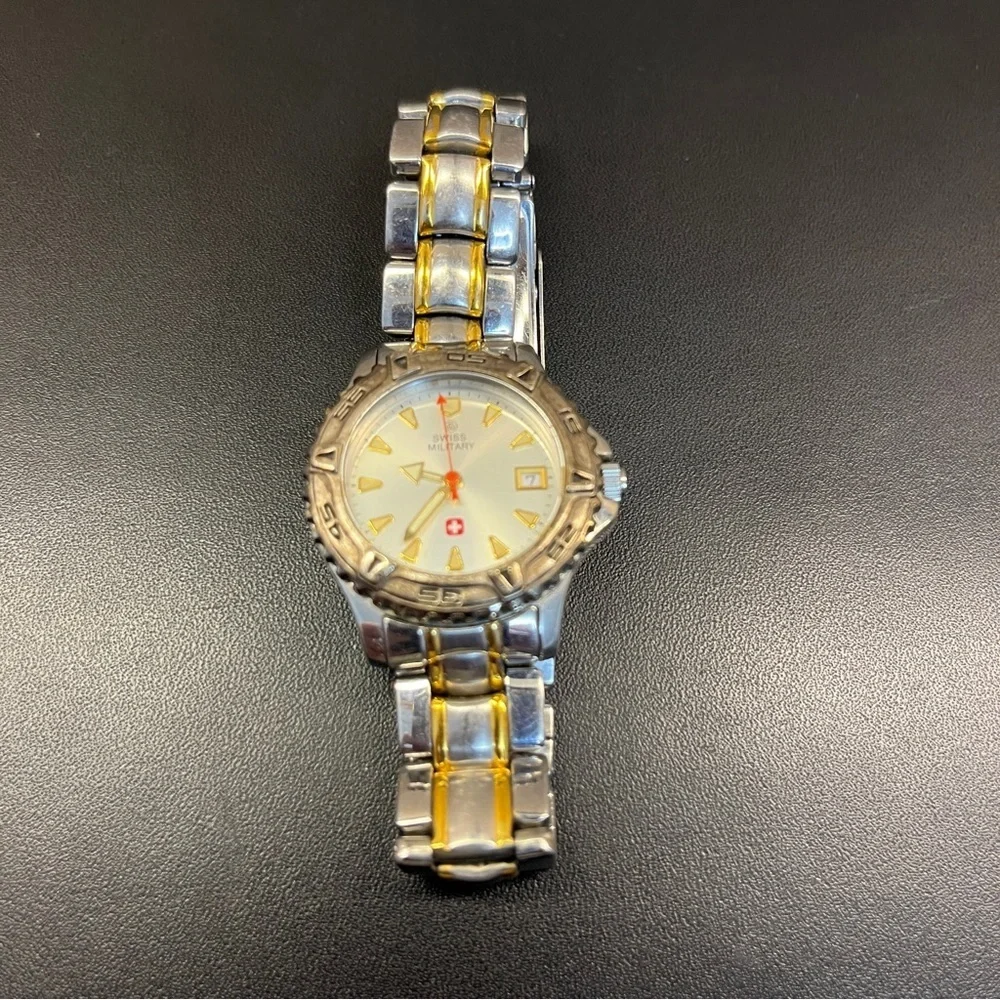 Swiss Military Watch Stainless Steel Water Resistant Silver & Gold